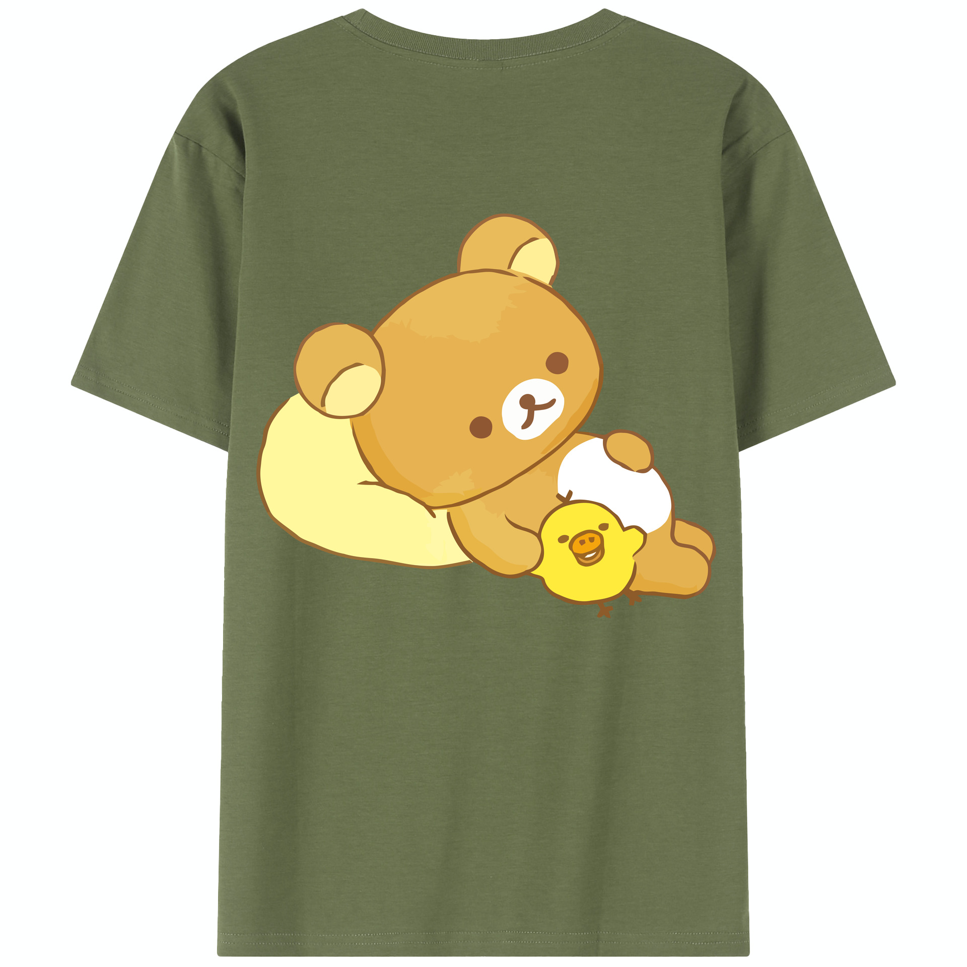 （画像用） リラックマ リラックマ キイロイトリ Rilakkuma Korilakkuma Kiiroitori 綿100％半袖Tシャツ（背面プリント）